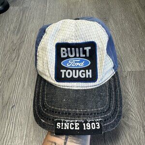 Ford Built Tough Trucks Blue Strapback Hat Cap Strapback Cotton Distressed